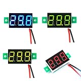 JZK 4PCS 2.4V-30V Mini voltmètre DC avec deux fils, module de voltmètre numérique de 0.28 pouce, affichage numérique à LED 4 couleurs, compteur de panneau d'affichage de tension numérique