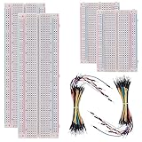 BOJACK Breadboard Kit Planche à Pain sans Soudure 2 Pcs 830 Points d'attache & 2 Pcs 400 Points d'attache & 126 Pcs Fils de Cavalier de Planche à Pain Flexible (3 Valeurs 130 Pcs)
